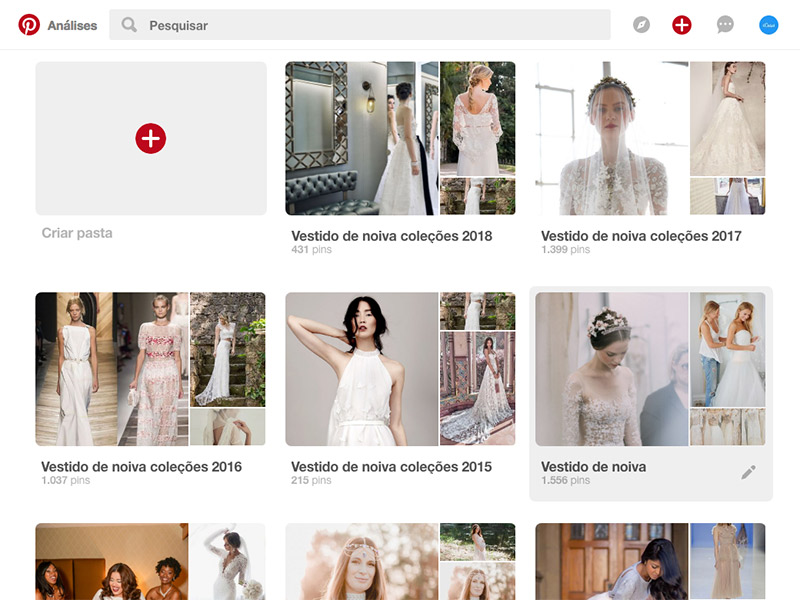 Pinterest como criar as pastas