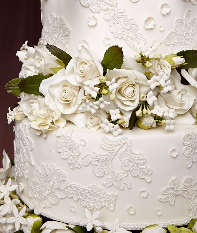bolo de casamento com flores de açúcar