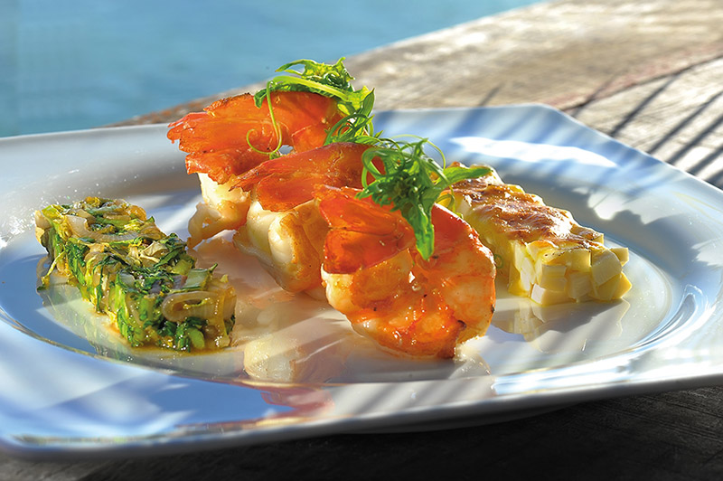 almoço com camarões nas ilhas maurício