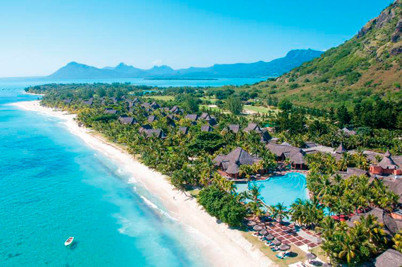 vista aérea hotel paradi beachcomber nas ilhas maurício