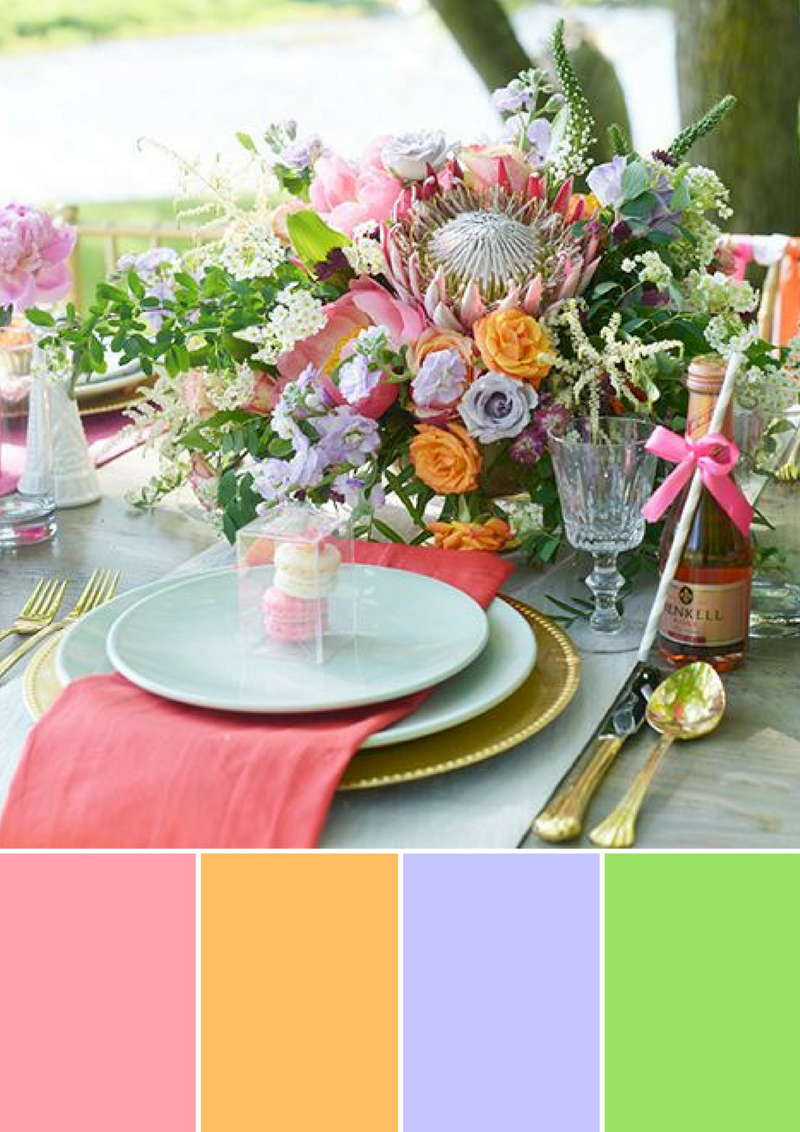 paleta de cores casamento primavera
