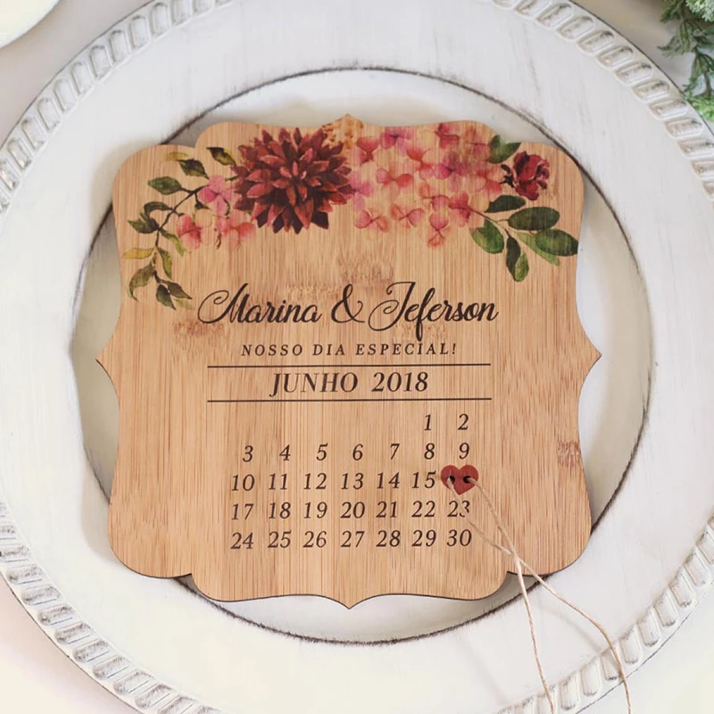 porta aliança calendário em madeira