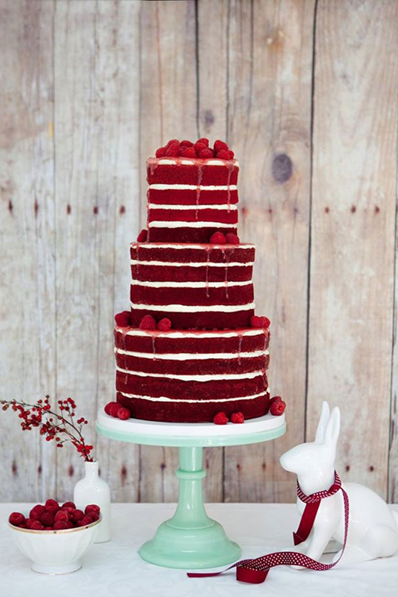 bolo de casamento vermelho e branco