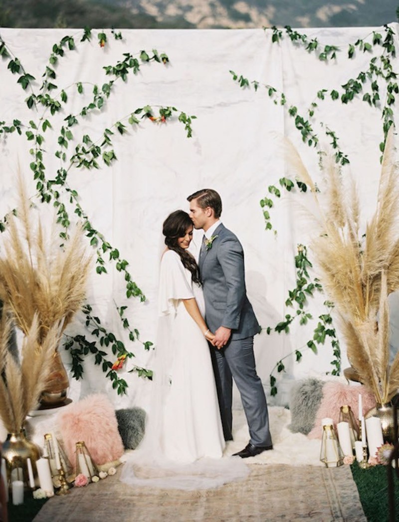 decoração de casamento com capim dos pampas