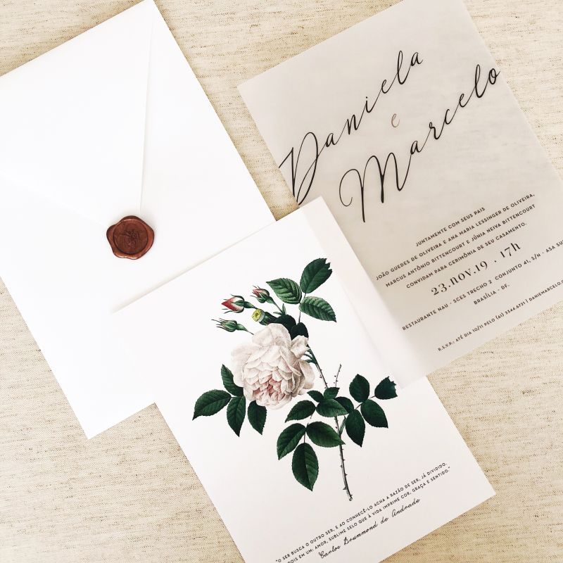 Convite de casamento casamento com flores 