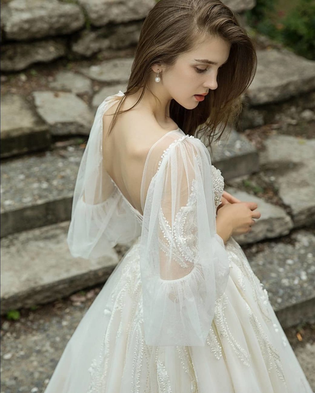 vestido de noiva com manga bufante
