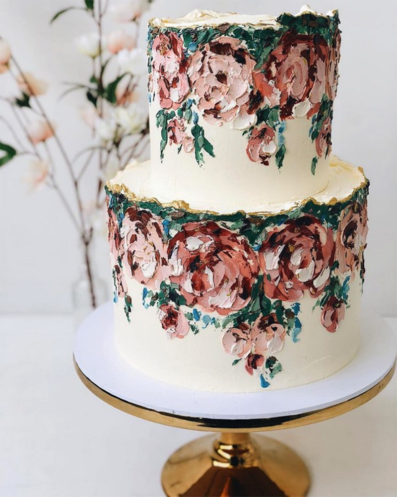 bolo de casamento pintado à mão