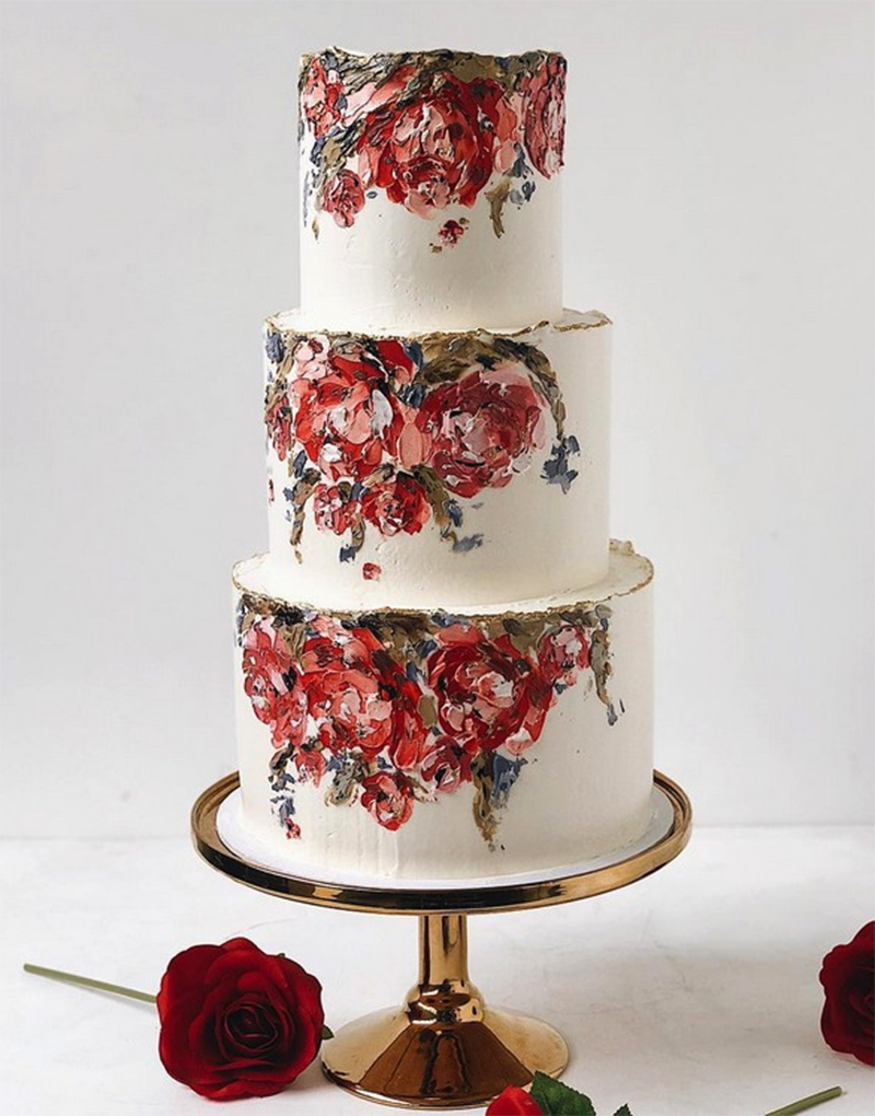 bolo de casamento pintado à mão
