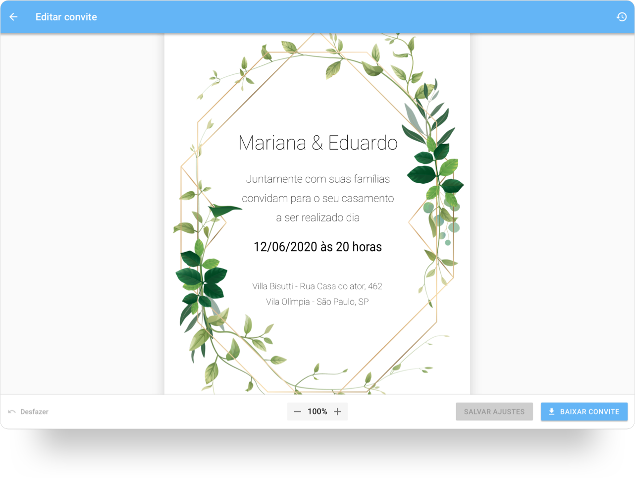 convite casamento Edite Online