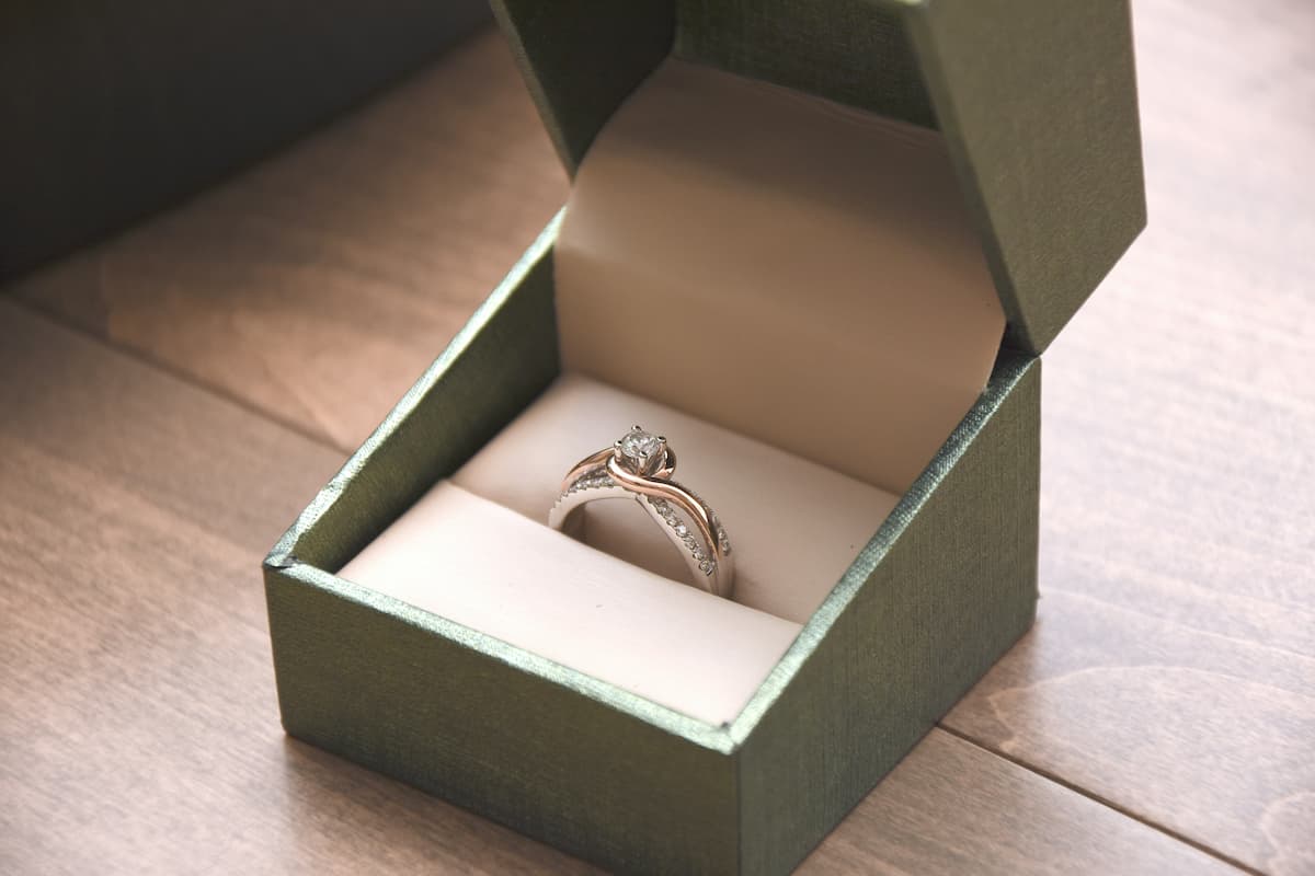 Uma caixa com um anel dentro