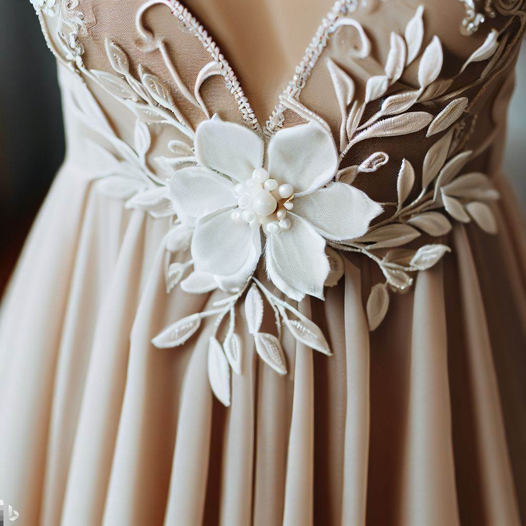 Vestido de noiva com cor: flores bordadas