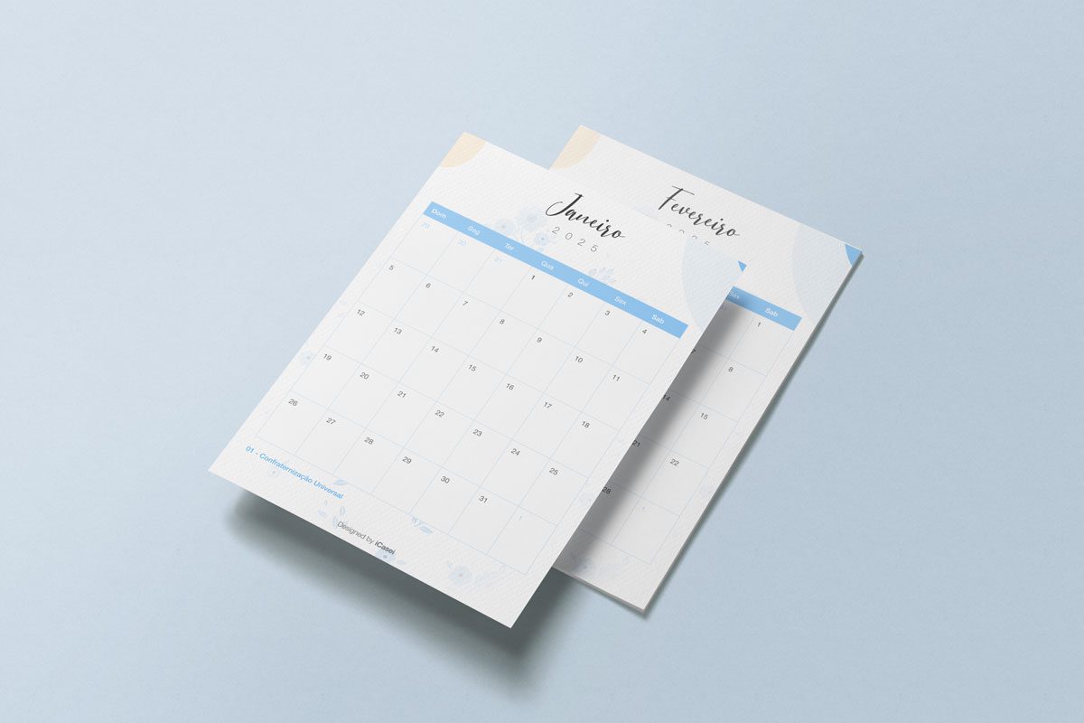 Calendário 2025 minimalista da papelaria para download 2025