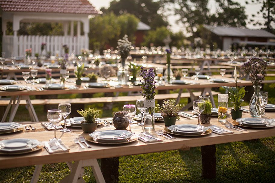 espaço para casamento no campo com vista verde