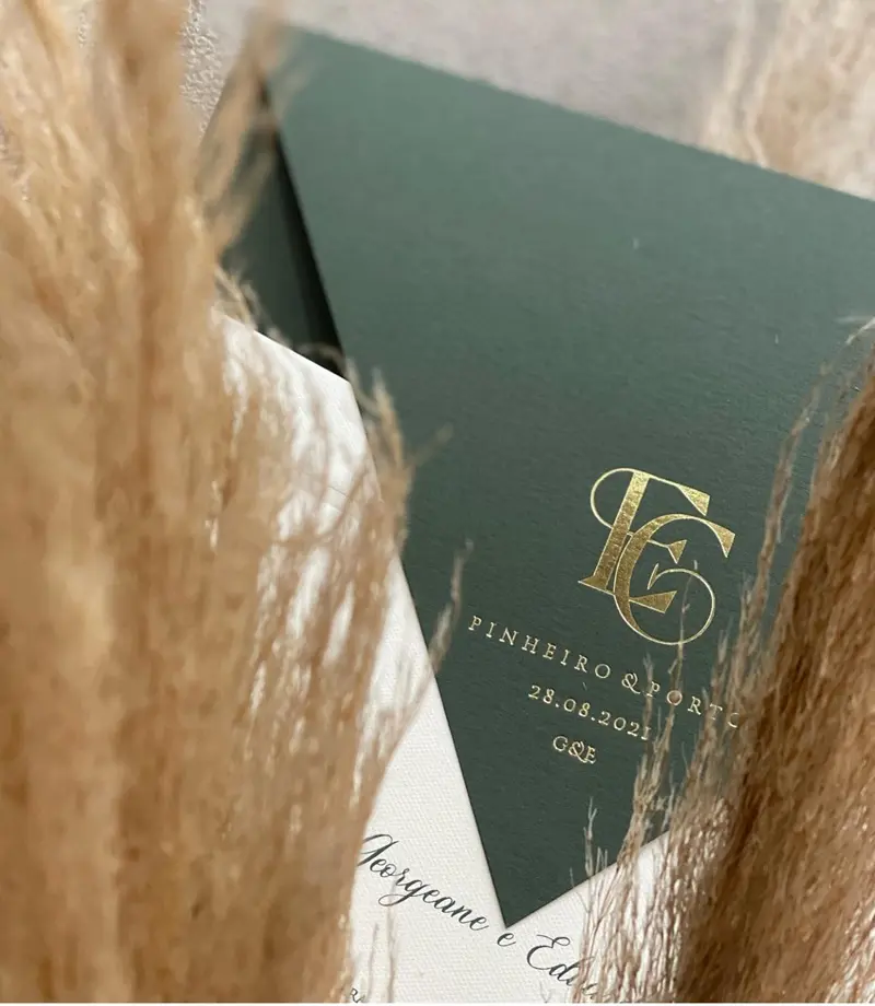 convite de casamento verde oliva