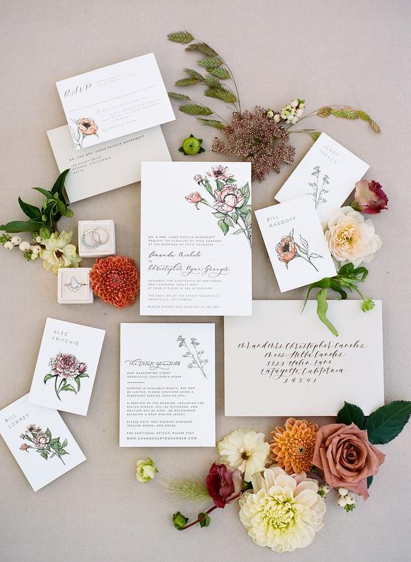 convite artesanal de casamento no outono