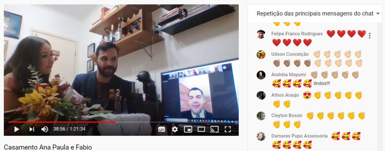 cerimônia digital do casamento virtual Ana e Fábio