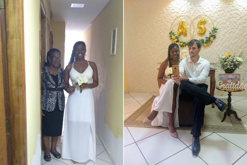 cerimônia transmitida ao vivo do casamento virtual Sheila e André