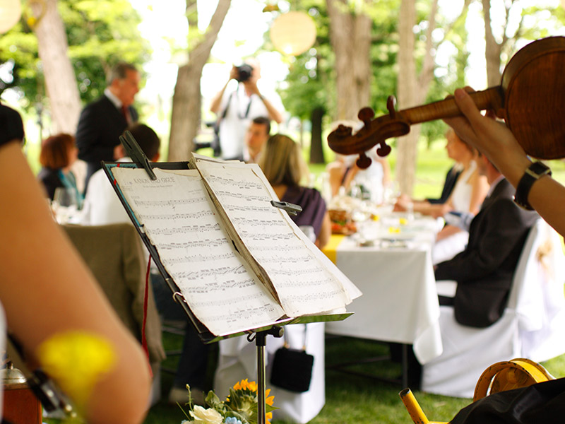 cerimônia de casamento música celebração noivos com músico