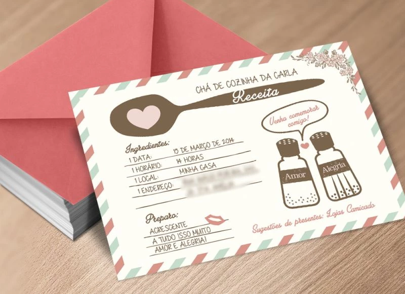 Convite criativo de chá de panela em formato especial