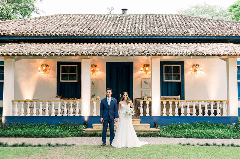 Casamento ao pôr do sol na fazenda Laís e Kleber