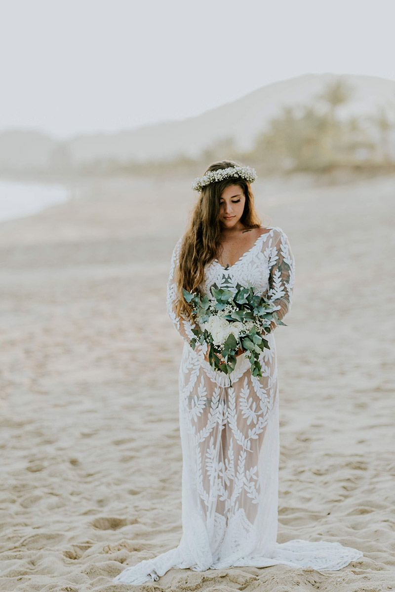 Vestido de noiva estilista Pamela - casamento na praia