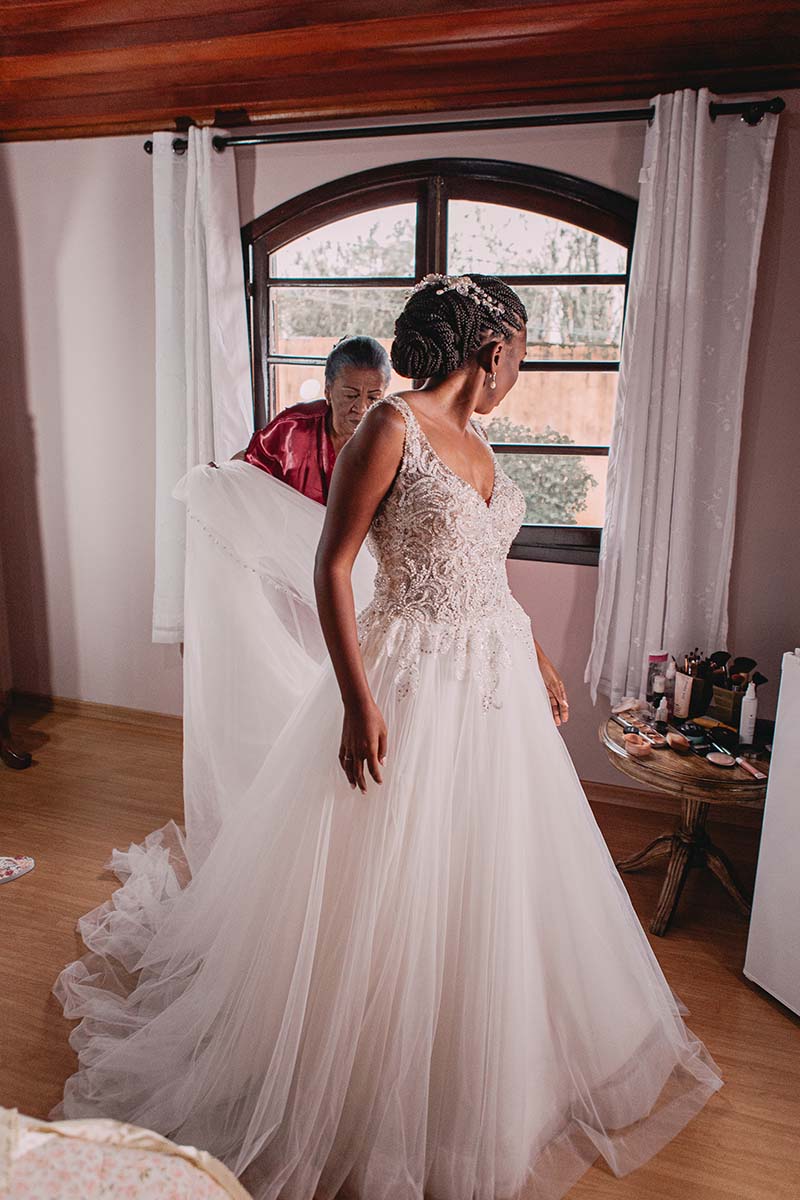 vestido de noiva casamento floral Paula e Gustavo