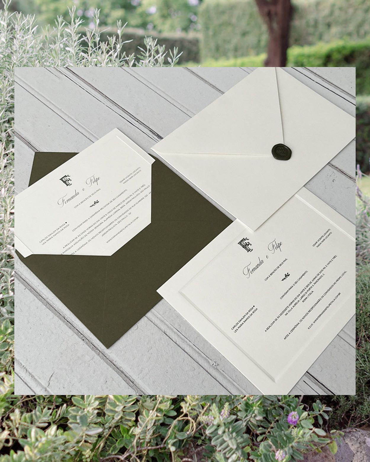 Convite personalizado com ilustração de paisagem - Foto: Petit Souvenir