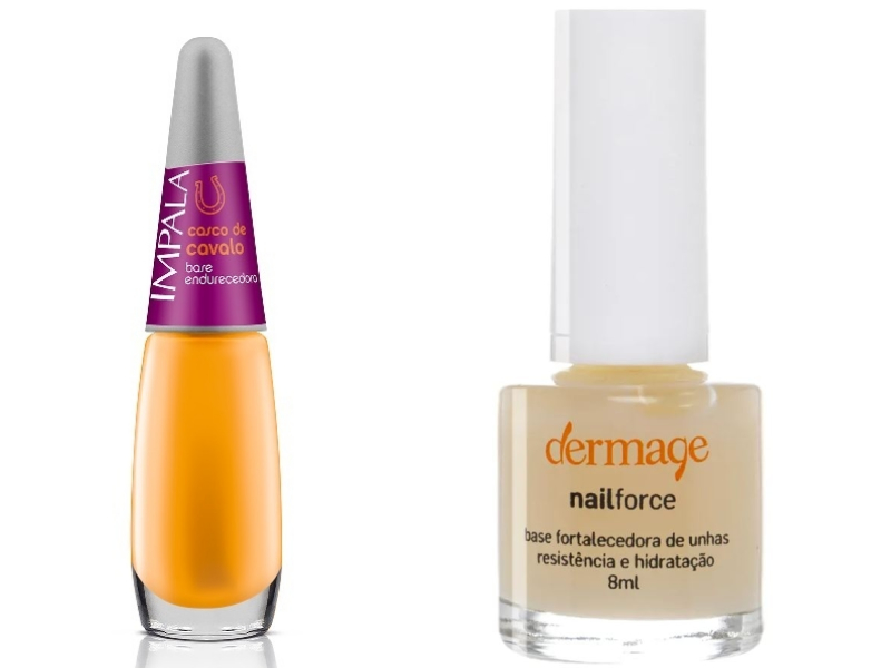 unhas quebradiças: base Casco de Cavalo Impala e Nail Force Dermage