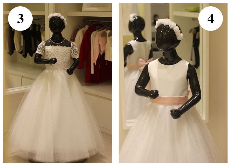 Vestido com saia de tule e mangas rendadas by Black Tie-Vestido simples com laço rosa by Black Tie