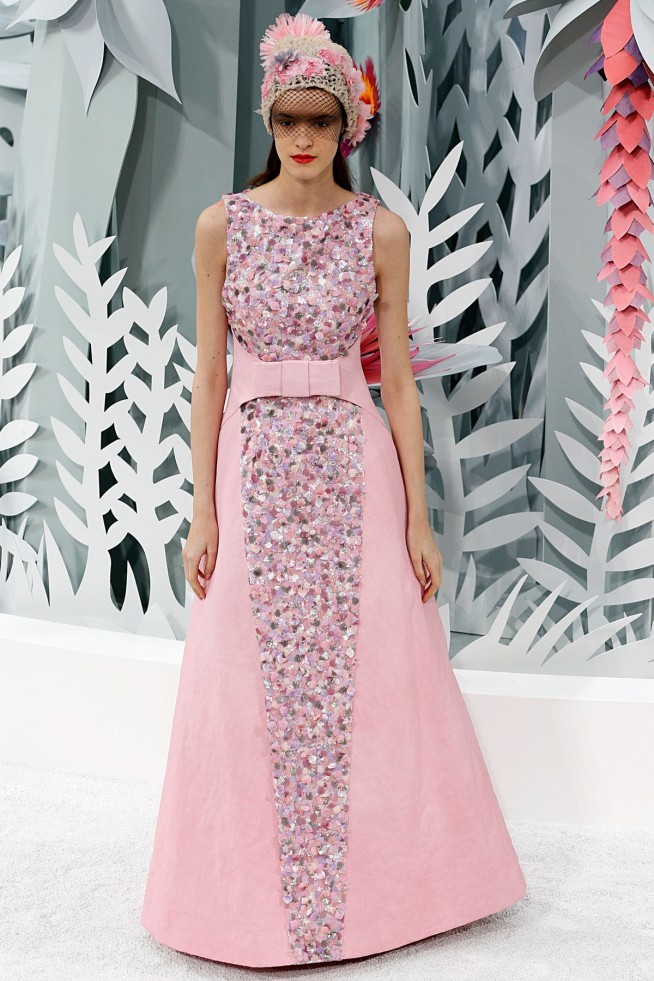 Chanel Alta Costura Paris 2015 Vestido Rosa Chanel Alta Costura Paris 2015 Vestido Rosa