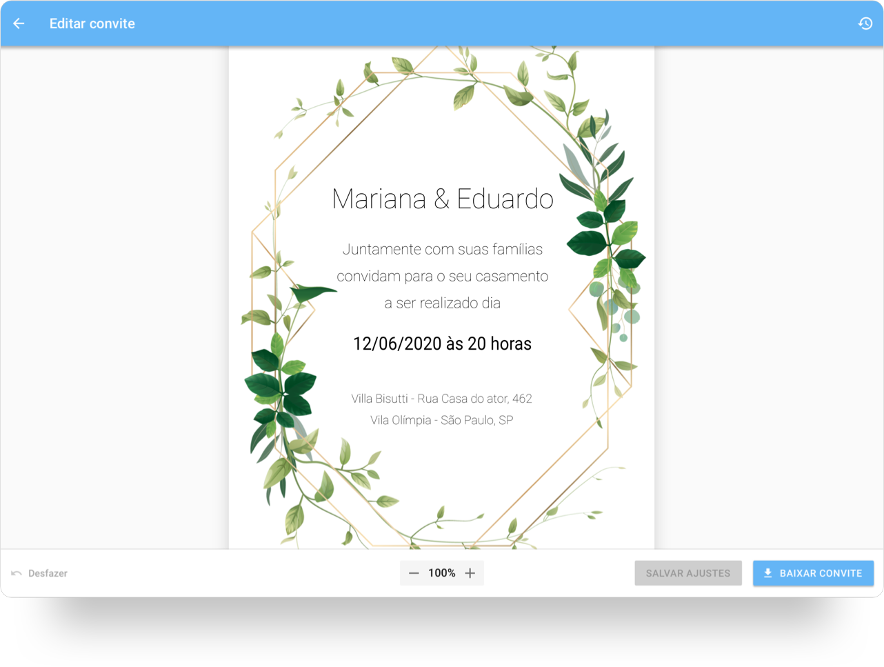 Checklist de casamento: convite digital do iCasei para envio por WhatsApp e e-mail