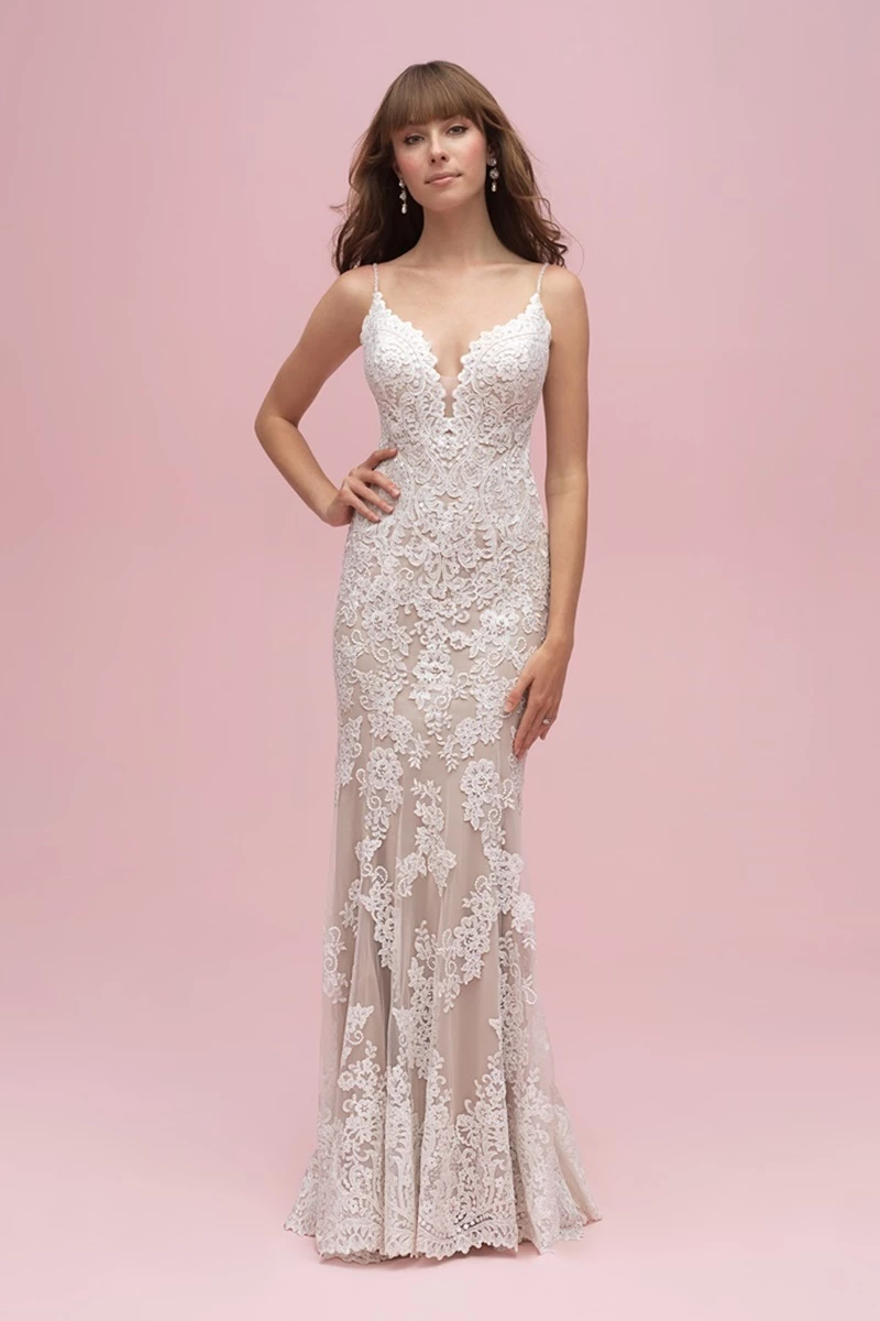 Vestido de noiva nude sofisticado