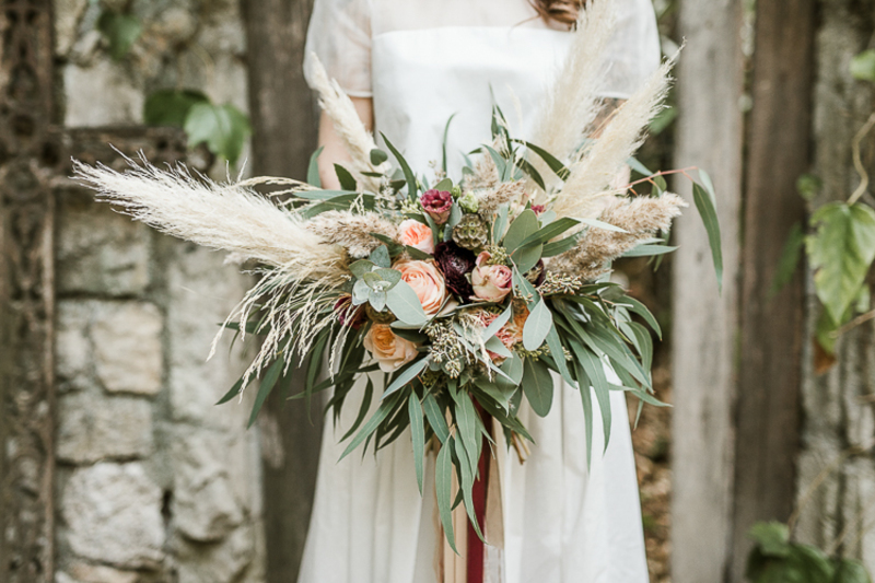 decoração de casamento com capim dos pampas