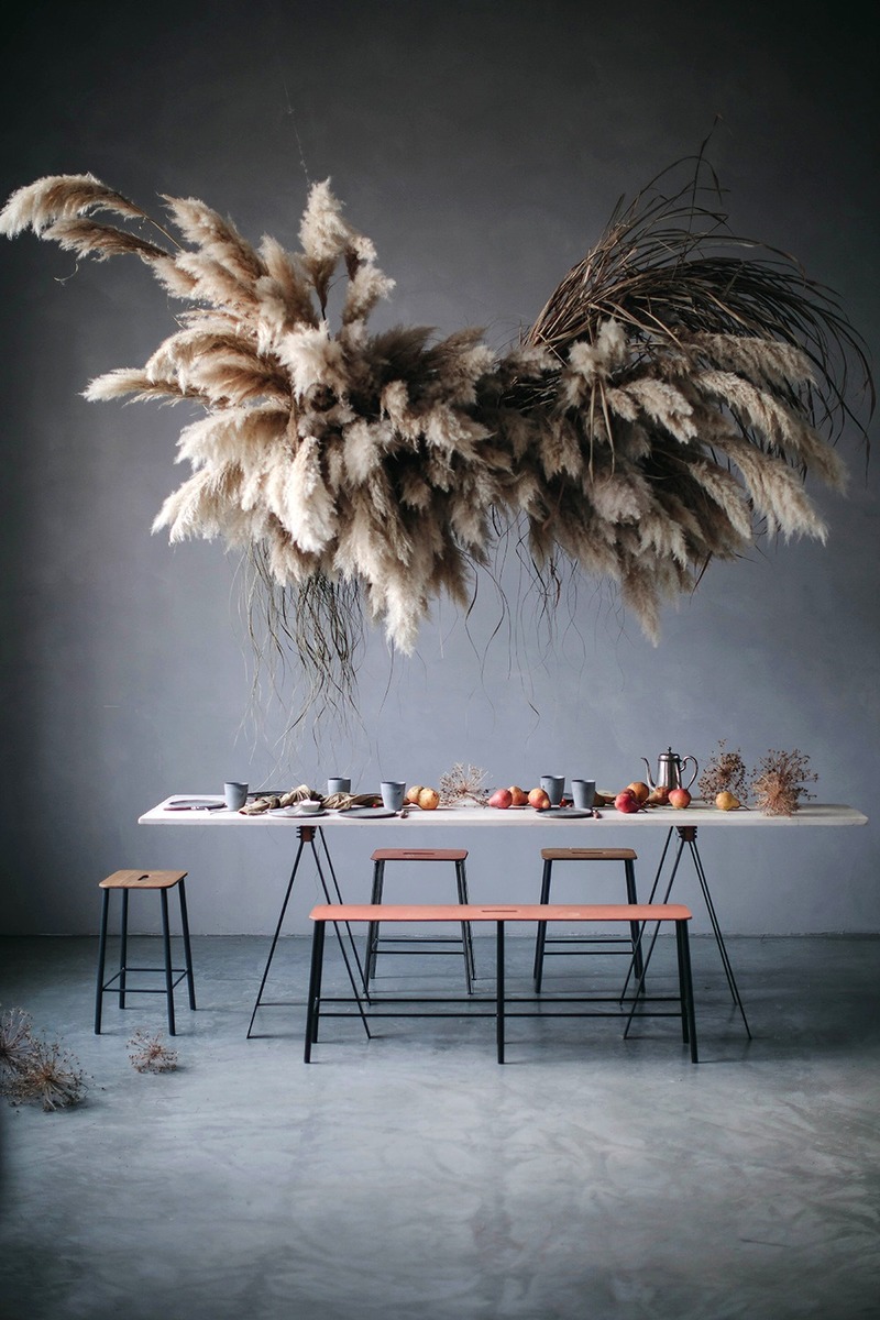 decoração de casamento com capim dos pampas