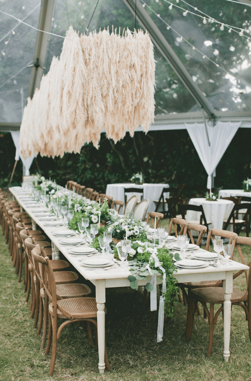 decoração de casamento com capim dos pampas