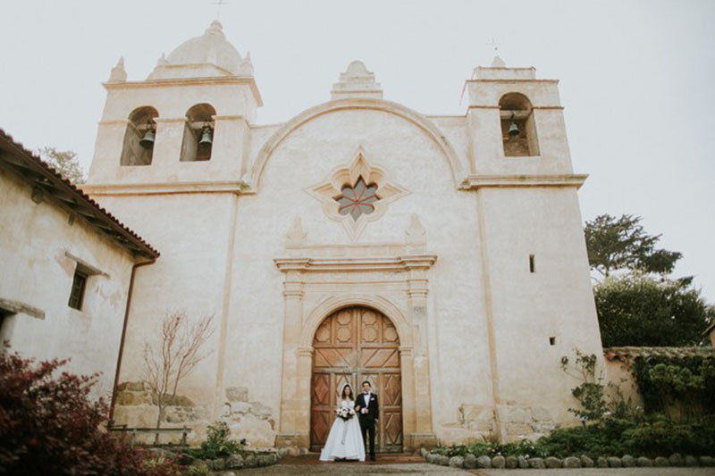 destination wedding na Califórnia na Missão de Carmel