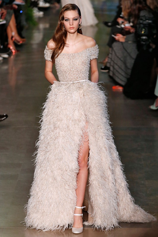 Elie Saab Alta Costura Paris 2015 Vestido Plumas Elie Saab Alta Costura Paris 2015 Vestido Plumas
