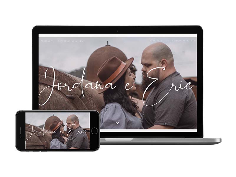 Site de casamento artesanal Jordana e Eric criado pelo iCasei