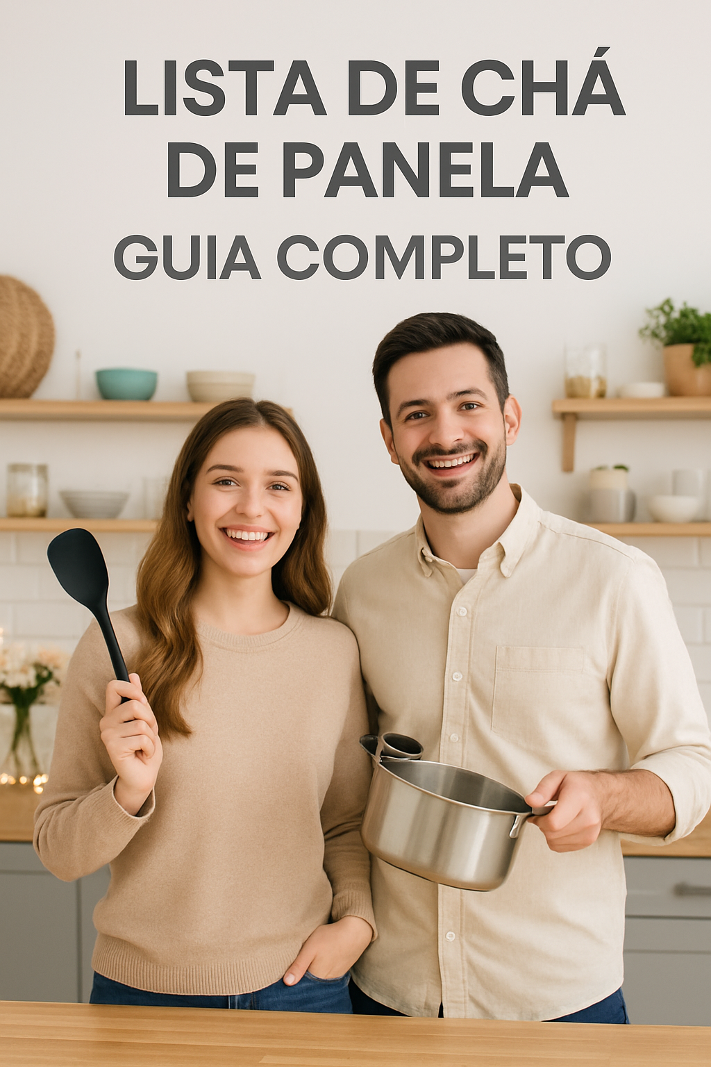 lista de chá de panela: casal organizando a lista na cozinha