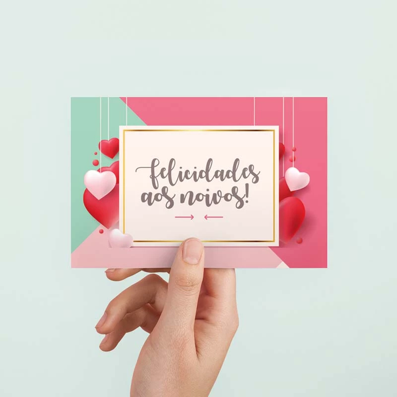 mensagem de casamento em cartões coloridos com ilustrações românticas