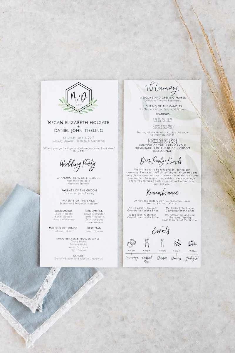 menu do casamento moderno em acrílico transparente