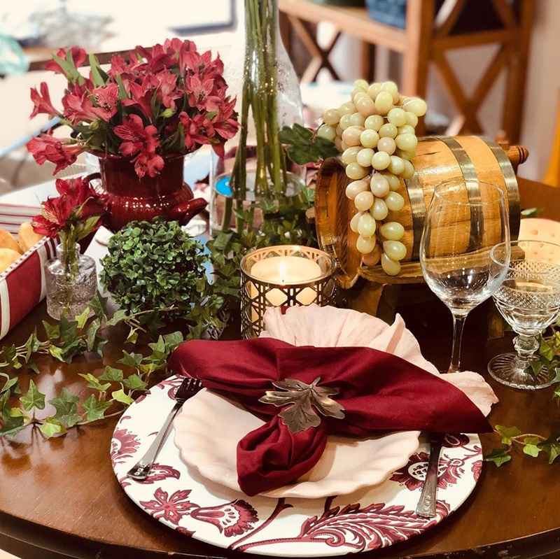 decoração com frutas e flores