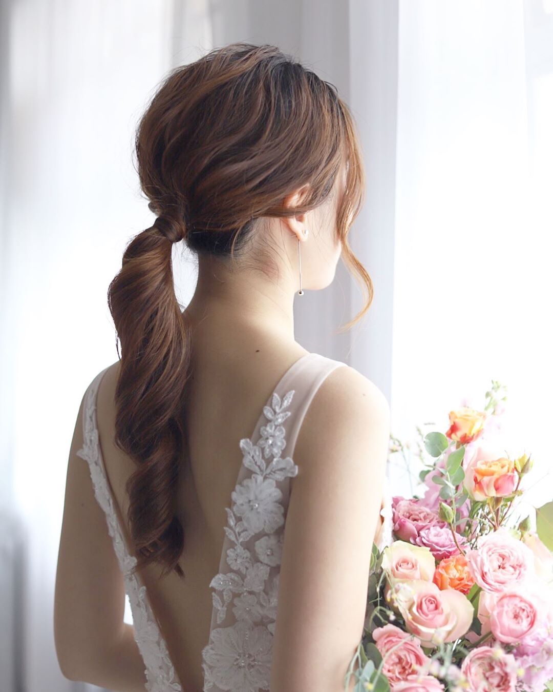 penteado para noiva rabo de cavalo baixo polido