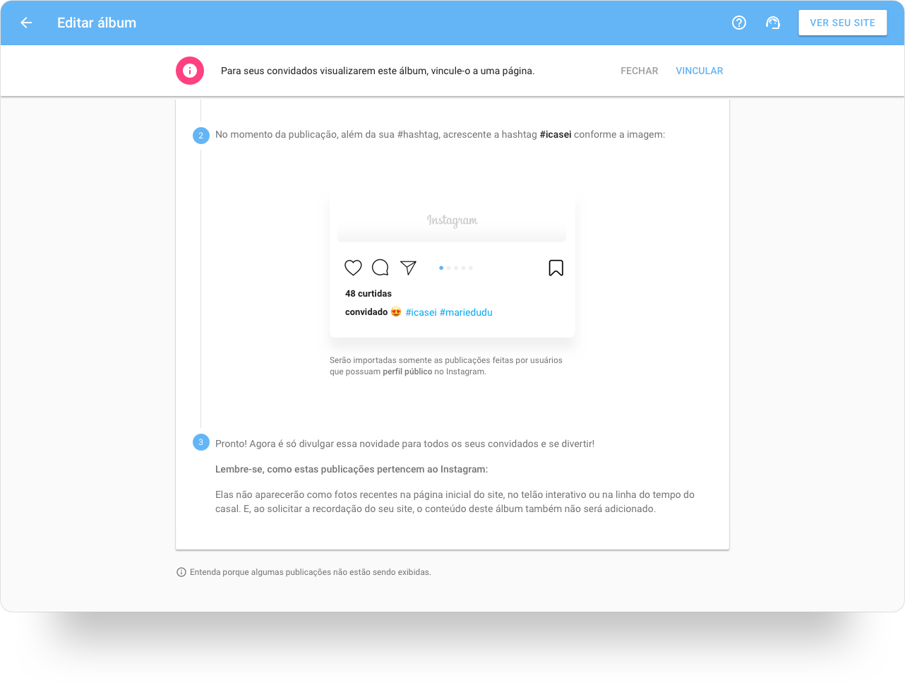 Seu amigo seu fotógrafo iCasei - exibição das publicações no álbum