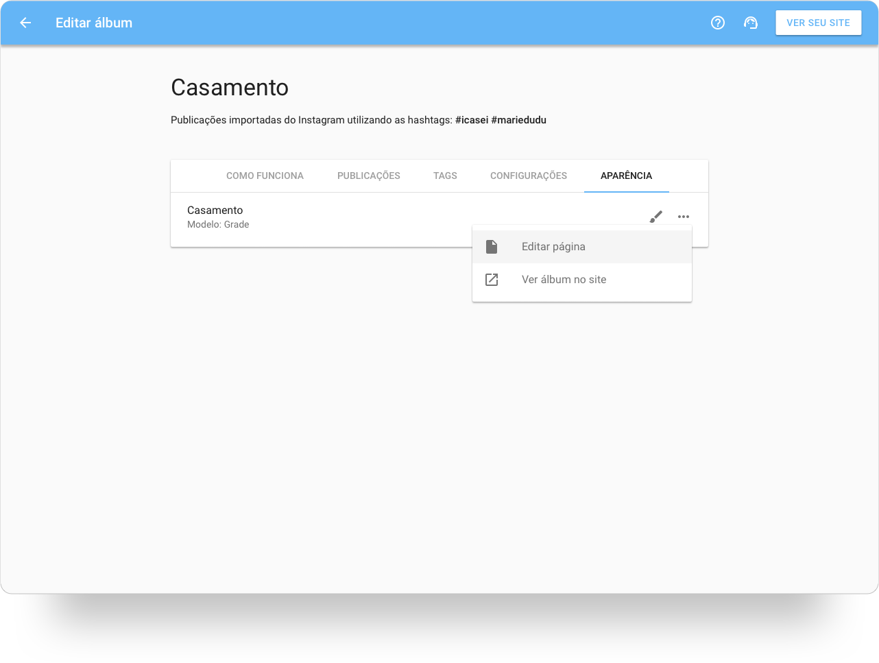 Seu amigo seu fotógrafo iCasei - exemplo de curadoria de posts