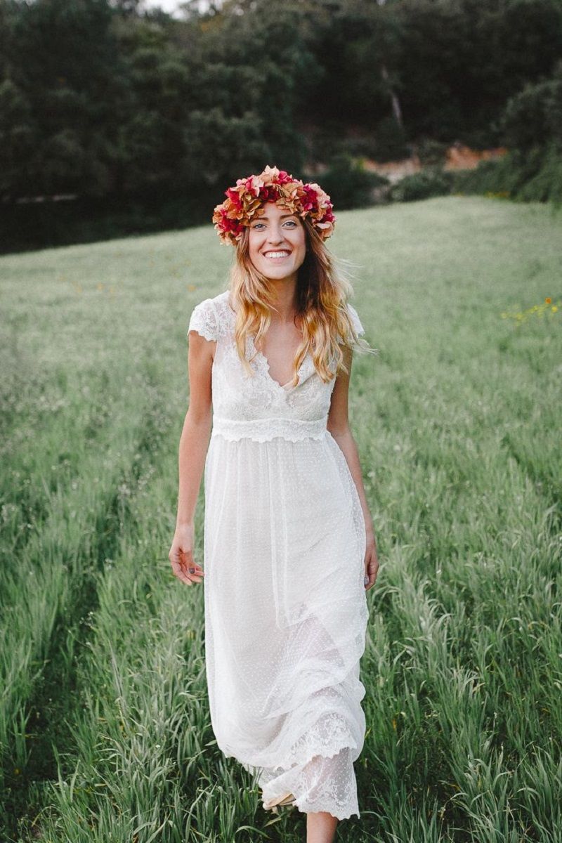 vestido de noiva corte império com renda delicada