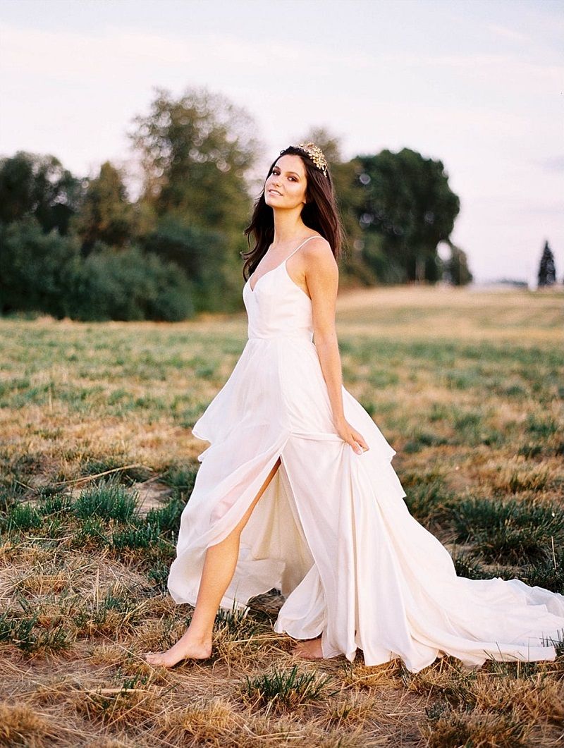 vestido de noiva corte império com renda e tule