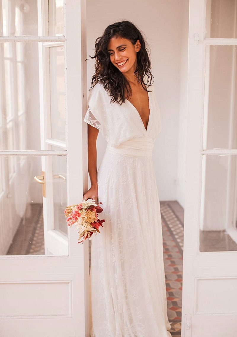 vestido de noiva corte império boho