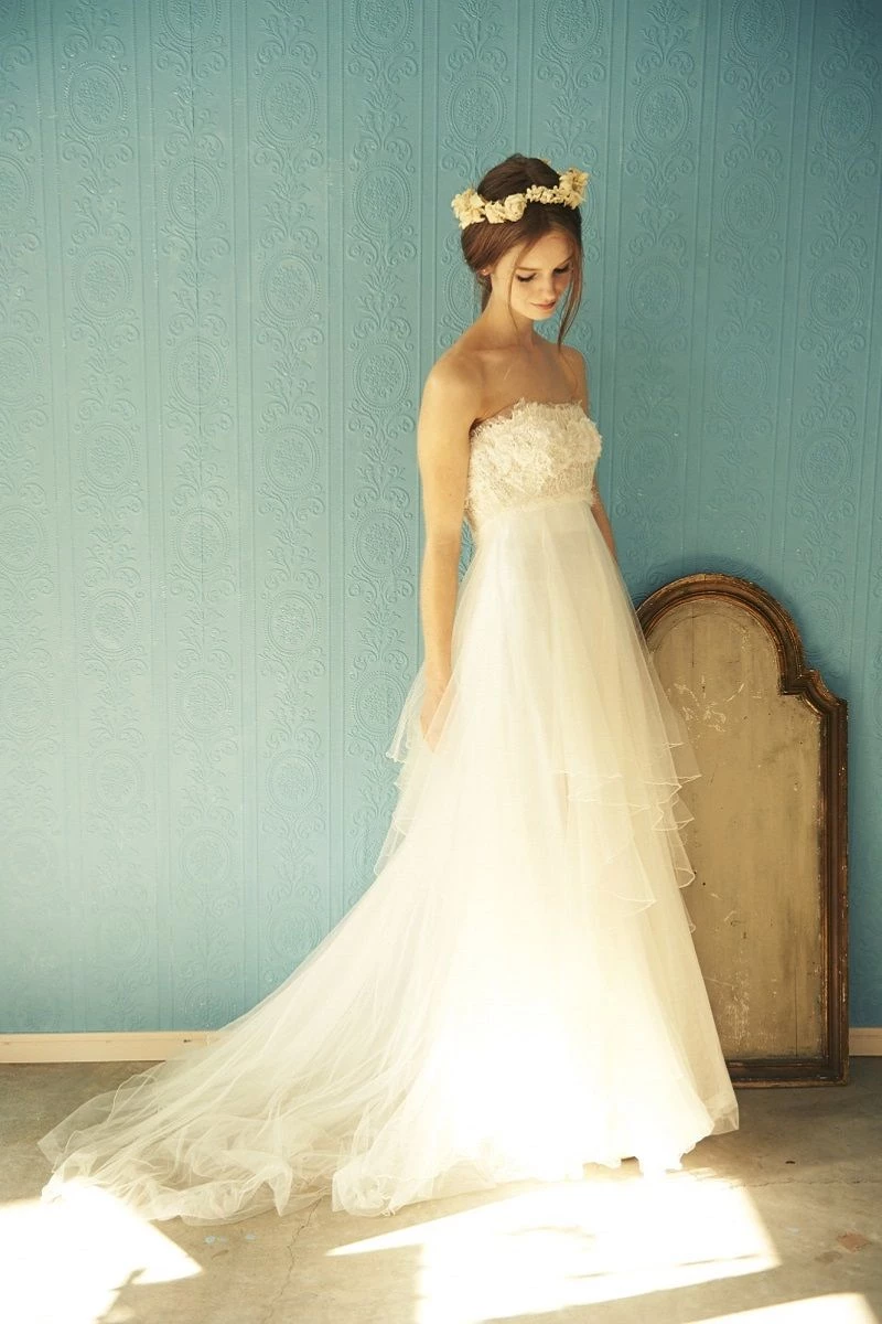 vestido de noiva corte império elegante