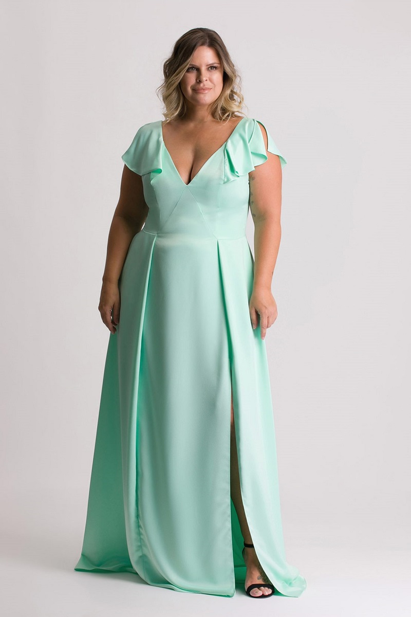 vestido verde menta para plus size